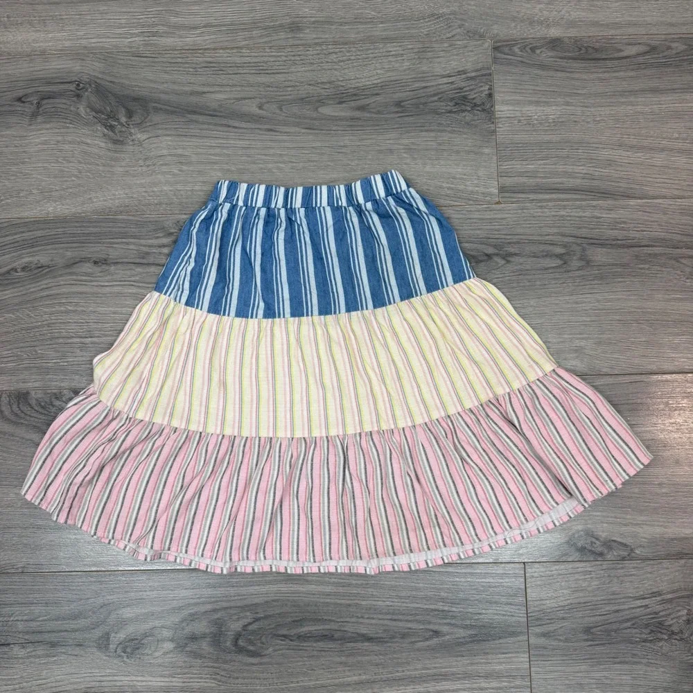 Wonder Nation Girls Boho Cottagecore Tiered Striped Skirt Size 6 6X Coastal‎